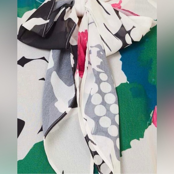 Vintage Abstract Print Neck-Tie Blouse - Picture 4 of 5